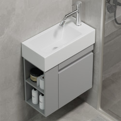 Small apartment narrow side wall-mounted ceramic wash basin cabinet bathroom bathroom cabinet hanging basin wash basin balcony wash basin