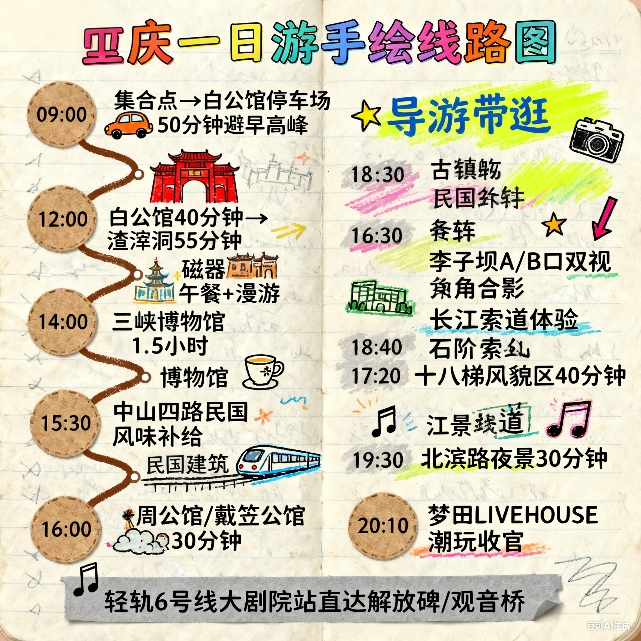 变脸喝茶重庆一日游9点出发洪崖洞长江索道磁器口渣滓洞十八梯轻