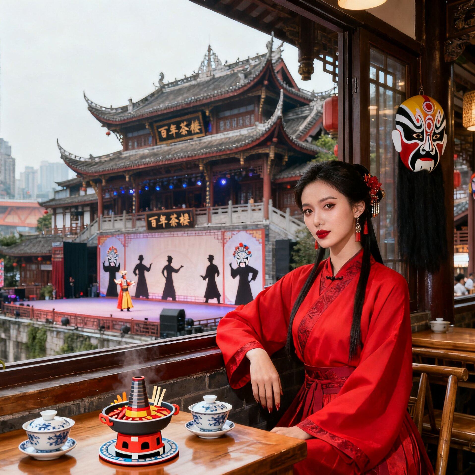 变脸喝茶重庆一日游9点出发洪崖洞长江索道磁器口渣滓洞十八梯轻