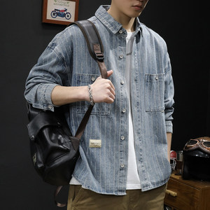 
Autumn men's retro denim jacket men's 2024 new shirt casual spring and autumn top long-sleeved shirt men's trendy