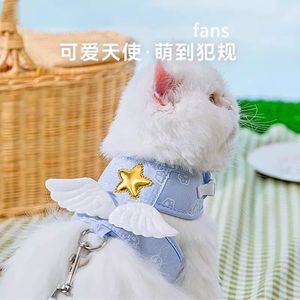 Kitten angel wings cat leash vest type traction belt dog out to traction prevent breaking away pet supplies
