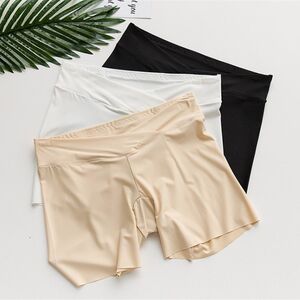 
Ice Silk Seamless Maternity Bottoming Hot Pants Safety Pants 2023 Summer Silk Thin Ice Cool Anti-Exposed Low Waist Maternity Belly Support Pants