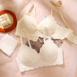 
Traceless underwear for women gathering small breasts without steel rings for students and girls adjustable summer ultra-thin style large breasts to show small bra