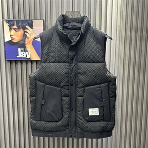 
Early winter new men's stand-up collar down cotton pineapple pattern vest thickened windproof and warm functional wind vest sleeveless trendy