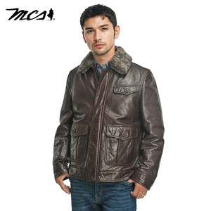 
MCS men's clothing comes from Marlboro's new autumn and winter vegetable tanned sheepskin warm outdoor casual fur collar down leather jacket