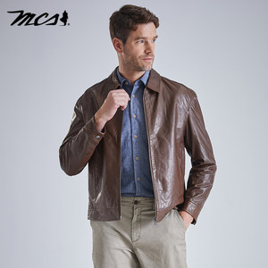 
MCS men's clothing originated from Marlboro's new autumn genuine leather lapel loose short leather motorcycle retro jacket