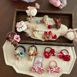 Autumn and Winter Plush Teddy Bear Hair Clips, Cute Fabric Hair Ties for Girls, Sweet Felt Bunny Side Hair Clips, Hair Accessories