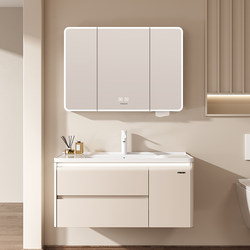 Faenza Thickened Stainless Steel Bathroom Cabinet Set with Integrated Ceramic Washbasin for Bathroom and Washroom
