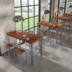 Industrial style bar chairs, iron high stools, simple casual cafe backrest high chairs, retro bar tables and chairs