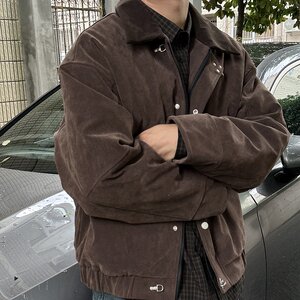 
Nosiop cotton jacket American retro washed distressed lapel jacket for men and women loose casual versatile autumn and winter