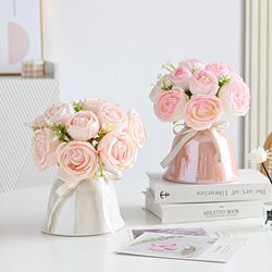 High-end rose artificial flowers, fake flower decorations, dried flower bouquets, living room table decorations, plastic flower silk flower decorations