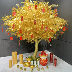 Simulated Golden Banyan Tree, Large Artificial Tree, Wishing Tree, Money Tree, New Year Red Envelope Tree, Fortune Tree, Artificial Tree for Shopping Mall and Hotel Decoration