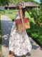 French style lazy style floral suspender dress for women, loose, slim and high-end holiday style sleeveless long dress for summer