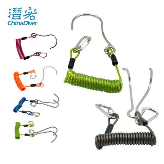 Diving hook Stainless Steel Double -head Hook Flowing Single Hook Spring Rope Hook Dark Film Safety Rope Streaming Hook