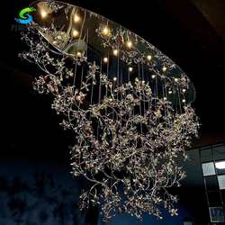 Flowers, crystal branches, decorative chandeliers, light luxury restaurants, high-end atmospheric living rooms, duplex villas, overhead staircase lighting