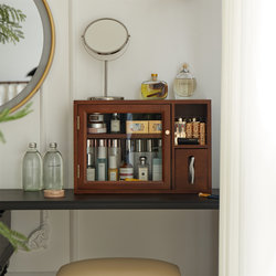 Solid Wood Cosmetics Storage Box, Desktop High-End Lipstick and Perfume Storage Cabinet, Skin Care Product Storage and Display Storage Cabinet