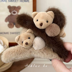 Cute Bear Plush Hair Clip Large Size for Women Autumn and Winter Large Hair Volume Back of the Head Hair Accessory Hairpin Shark Clip 2025 New Model