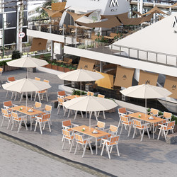 Outdoor Sales Office Negotiation Table and Chair Set, Outdoor Open-Air Milk Tea Shop Cafe Multi-Person Leisure Dining Table and Chair Set