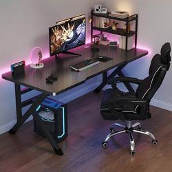 Computer desk desktop home e-sports game table and chair office desk simple study writing table carbon fiber texture