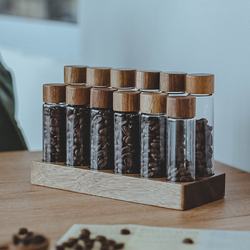 Coffee bean dispensing bottle, test tube, sealed bottle, wooden lid, glass sealed storage tank, storage ornament, display stand, scent bottle