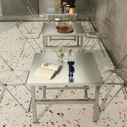 Stainless steel folding table portable barbecue table outdoor stall commercial night market stall small square table simple dining table