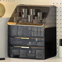 Cosmetics Storage Box, Desktop High-End Skin Care Product Storage Rack, Makeup Table Dust-Proof Lipstick and Perfume Organizer Cabinet