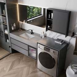 Customized light luxury slate bathroom cabinet washing machine integrated cabinet combination simple smart hand wash basin cross-border