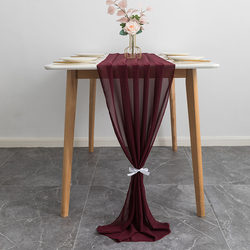 Simple romantic wedding table decoration table runner solid color polyester chiffon gauze birthday arrangement long chiffon table runner