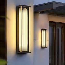 Modern simple outdoor wall lamp small courtyard villa door on both sides of the outdoor waterproof solar courtyard pillar long wall lamp