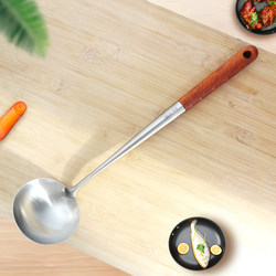Large spoon restaurant long handle 304 stainless steel spoon wooden handle anti-scalding porridge deepening spoon spoon cooking utensils