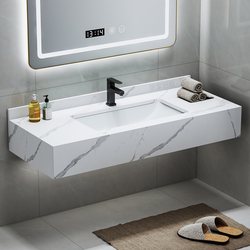 Customized slate integrated countertop basin bathroom cabinet washbasin single E basin wall-mounted washbasin bathroom washstand hanging