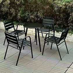 Light luxury outdoor aluminum alloy tables and chairs for cafes, dessert shops, milk tea shops, outdoor tables and chairs, all-aluminum chairs, aluminum