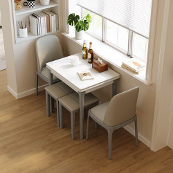 Dining table for household small apartment, foldable and retractable slate, light luxury, modern and simple, L simple solid wood rice table, rectangular two