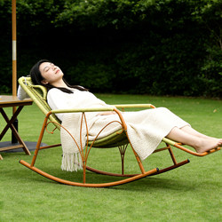 Outdoor Rocking Chair, Reclining Chair, Rattan Chair, Balcony Garden Home Leisure Chair, Lazy Chair, Metal Rattan Chair, Rocking Chair
