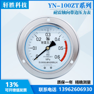 
YN100ZT 0.6MPa axial edge seismic pressure gauge panel type seismic pressure gauge Suzhou Xuansheng