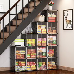 Storage Cabinets under the Stairs, Angled Cabinets, Step Cabinets, Multifunctional Duplex Stairwell Bookcases, Freely Combinable Grid Cabinets