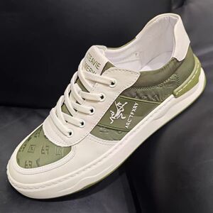 5227 spring new style leather and fabric versatile casual board D shoes men's shoes sports popular men's shoes Korean style low-top shoes