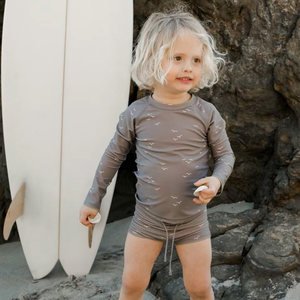 
Boys and girls summer two-piece long-sleeved swimsuit one-piece sun protection quick-drying conservative boxer shorts swimsuit baby swimming