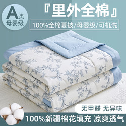 Roland Home Textiles 100% Cotton Air Conditioning Quilt, Pure Cotton Summer Quilt, Machine Washable Summer Cooling Quilt, Four-Piece Set for Single/Double Beds, Thin Summer Quilt