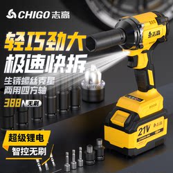 Chigo Electric Wrench, High Torque, Brushless, Lithium Battery Rechargeable Impact Wrench, Specialized for Auto Repair and Mechanical Work