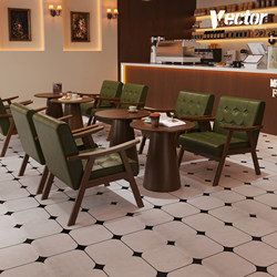 Coffee Table and Chair Set, Milk Tea Shop, Bar Sofa, Lounge Bar, Restaurant Seating Area, Booth, Dining Table and Chairs, Vintage Solid Wood Chairs