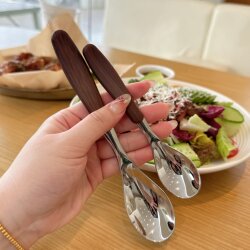 18-10 Stainless Steel Wood Grain Handle Children's Spoon Baby Feeding Spoon Eating Spoon Soup Spoon Household Food-Grade Spoon Chopsticks