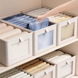 Japanese Clothing Storage Box, Household Clothes and Pants Organizer, Fabric Foldable Storage Box, Wardrobe Layering Tool
