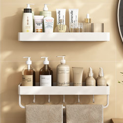 White Bathroom Shelf, No-Drill Wall-Mounted Storage Rack for Toilet, Washroom, and Sink