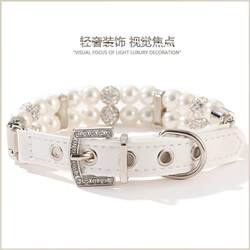 High-Appearance Summer Pet Pearl Necklace, Cat and Small Dog Collar, Leash, Small Dog Neckband, Wedding Accessory