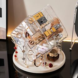 Cosmetics Storage Rack Desktop Rotating Multi-Layer Storage Rack Dressing Table Multi-Functional Large-Capacity Skin Care Product Storage Box