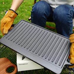 Outdoor Camping Barbecue Plate Korean Barbecue Plate Double-Sided Teppanyaki Steak Frying Pan Gas Induction Cooker Grill Pan