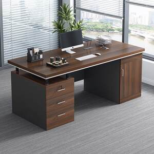 Office single artificial desk storage simple furniture modern boss table and chair combination shelf manager table