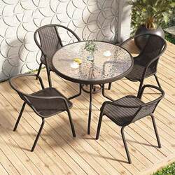 Balcony glass table outdoor courtyard casual dining table waterproof folding table barbecue milk tea shop cafe table outside the cafe