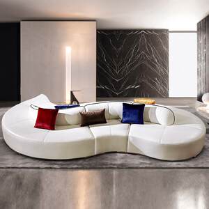 
Curved leather sofa, fashionable and personalized leather sofa, simple modern casual office combination creative reception furniture